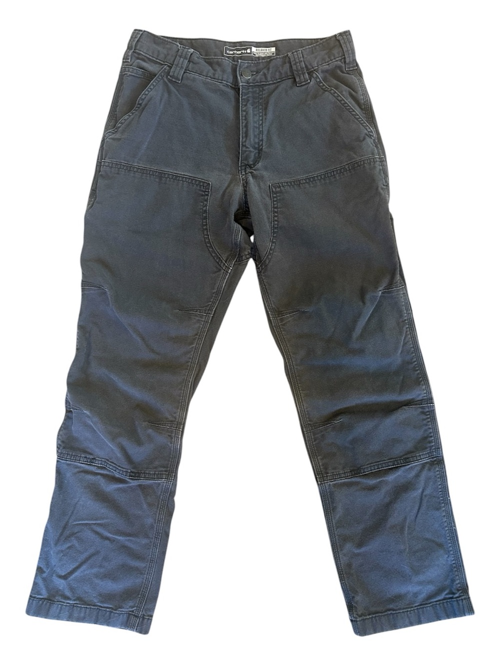 Carhartt Double Knee Cargo Workwear Canvas Utility Pants Grey size 28